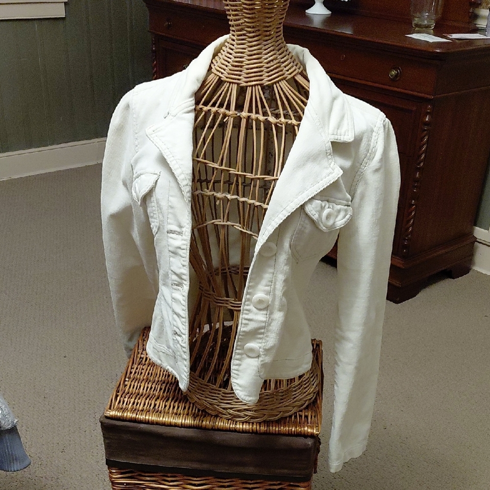 Plugg Button Up Double Breasted w/ double Pockets White Courderouy Jacket